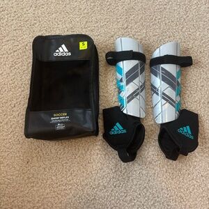 Adidas Soccer Ghost Reflex Silver and Blue Shin Guards Set Size Small